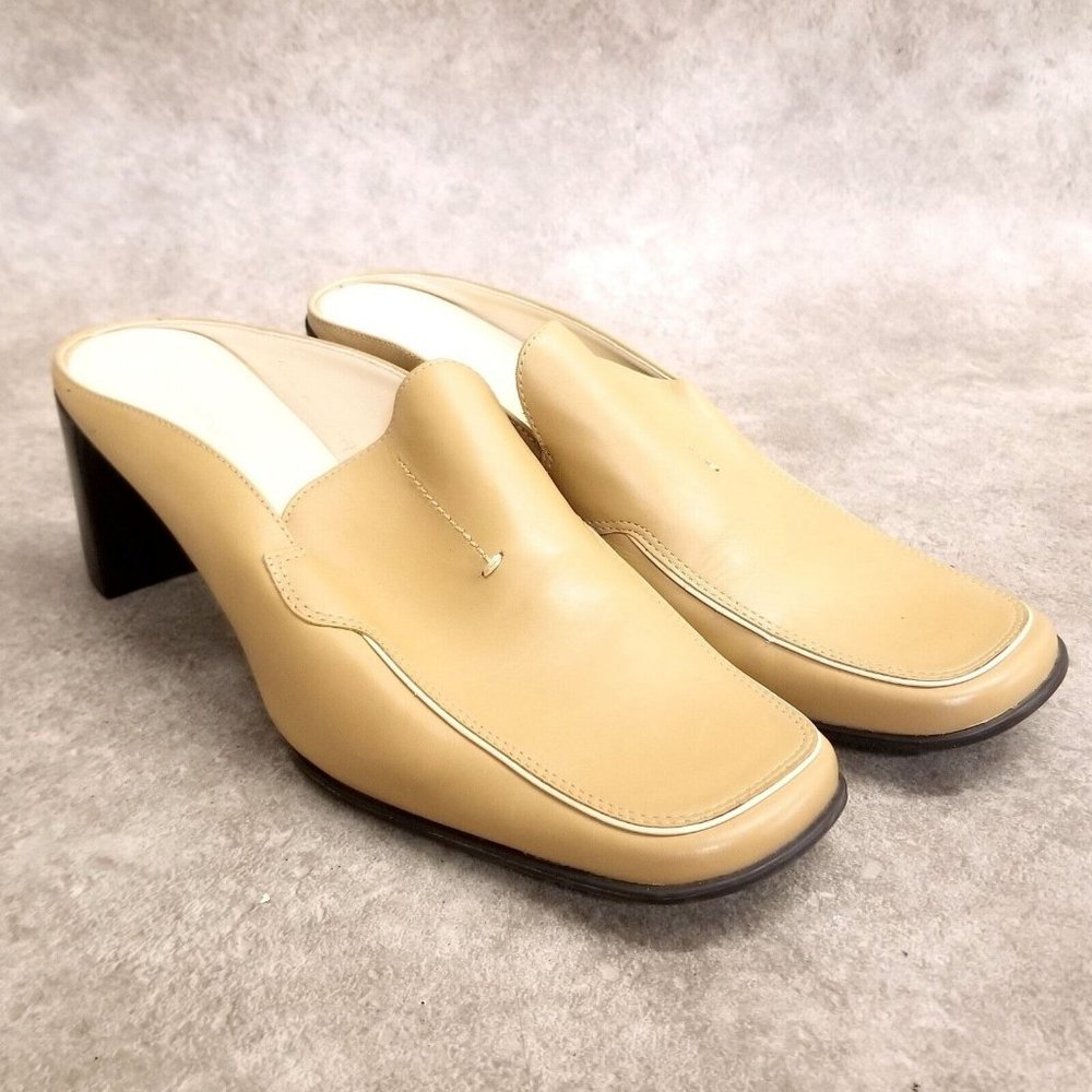 Croft & Barrow Womens  Tower Size 11 Yellow  Slip On Square Toe 3" Heeled Mules